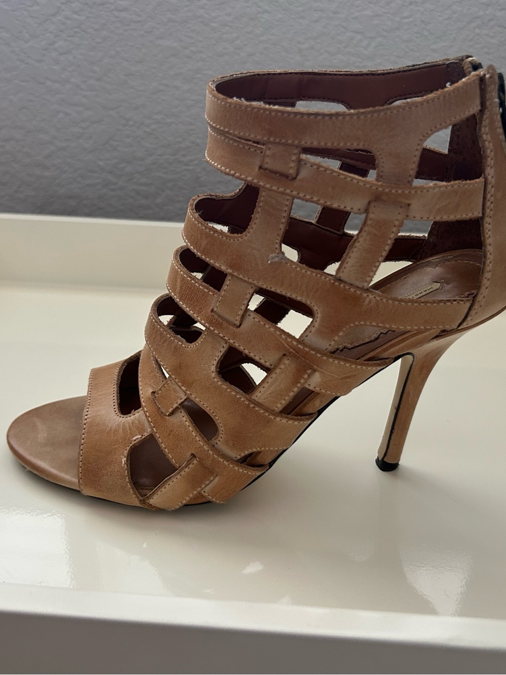 Max Studio Elaine Camel Strappy High-Heel Gladiator Sandals - Picture 2 of 7